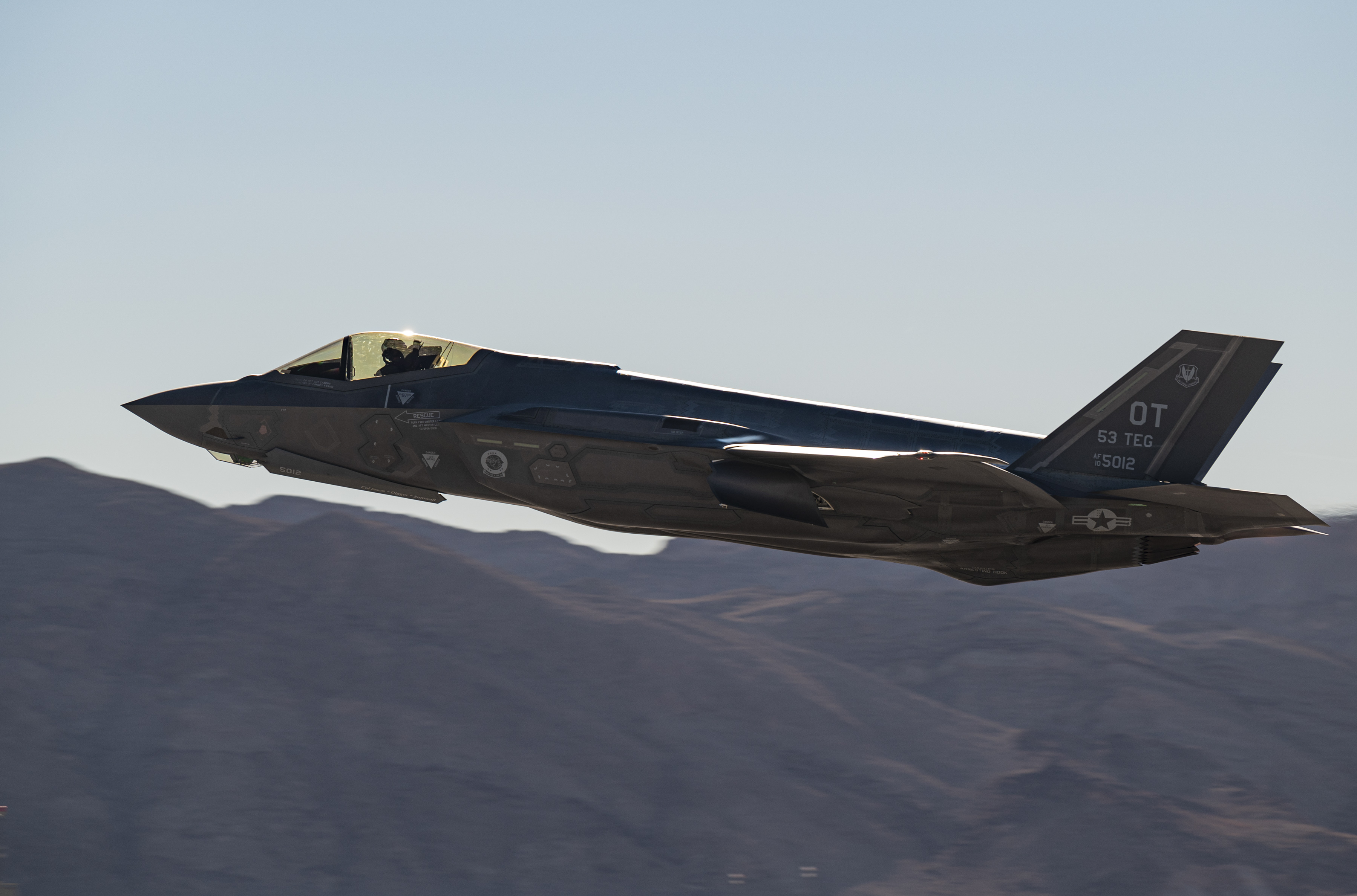 A United States Air Force F-35 A jet in flight.