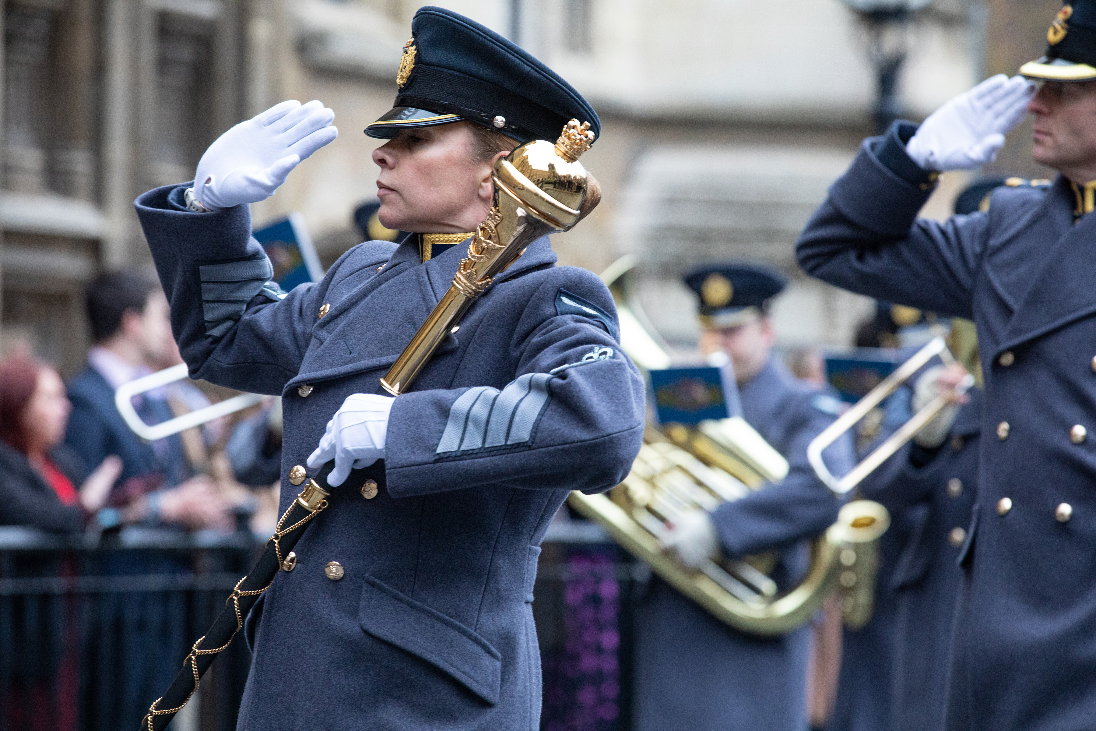 Central Band of the RAF leading parade.