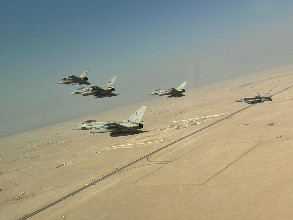 Aircraft flying over Qatar