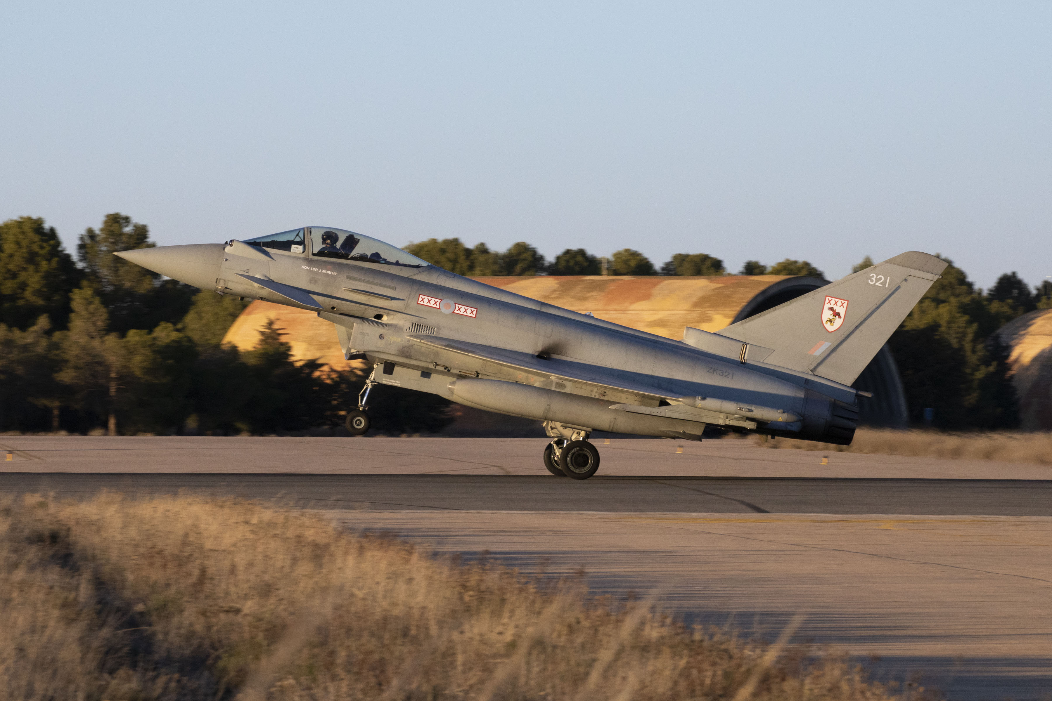 Typhoon aircraft taking off in Spain
