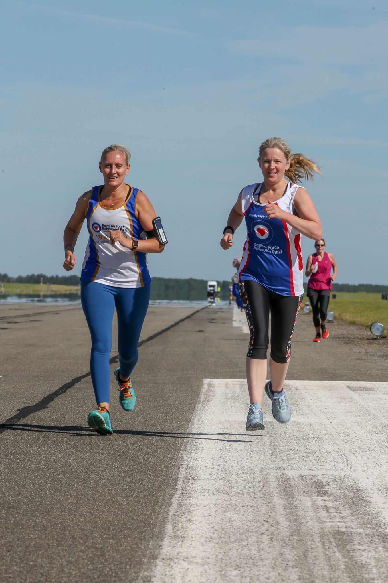 From left to right; Flight Sergeant Maxine Booth and Group Captain Jo Lincoln reach the finish line. 