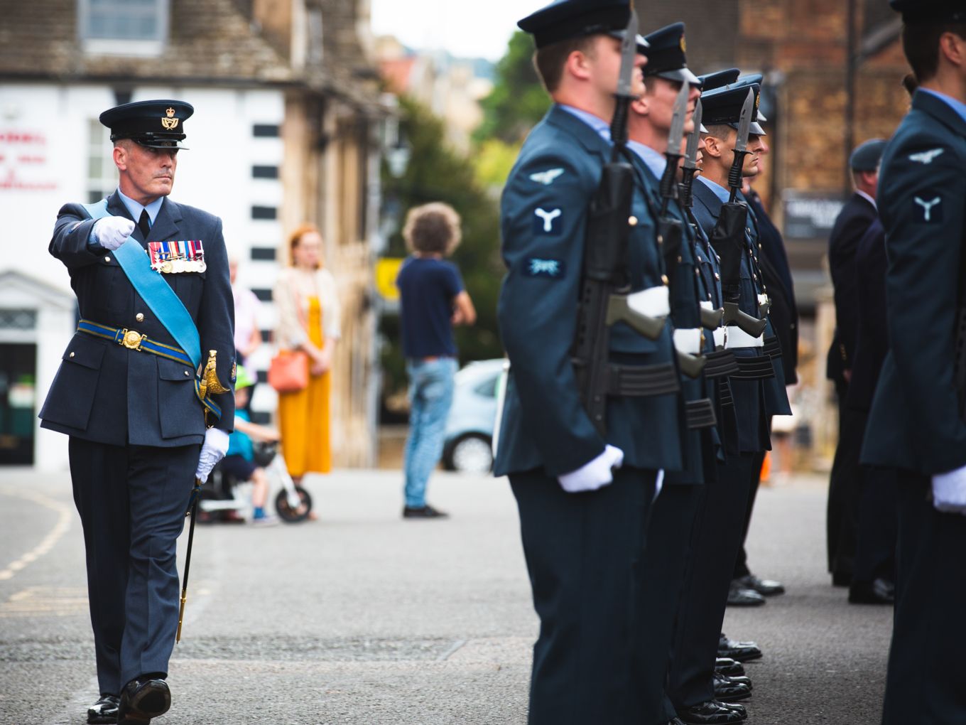 Station Warrant Officer, Warrant Officer Hywel Greening, inspects the parade