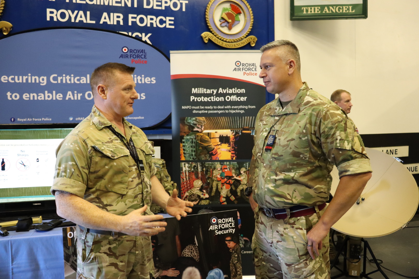Commander Global Enablement talking to RAF Police personnel
