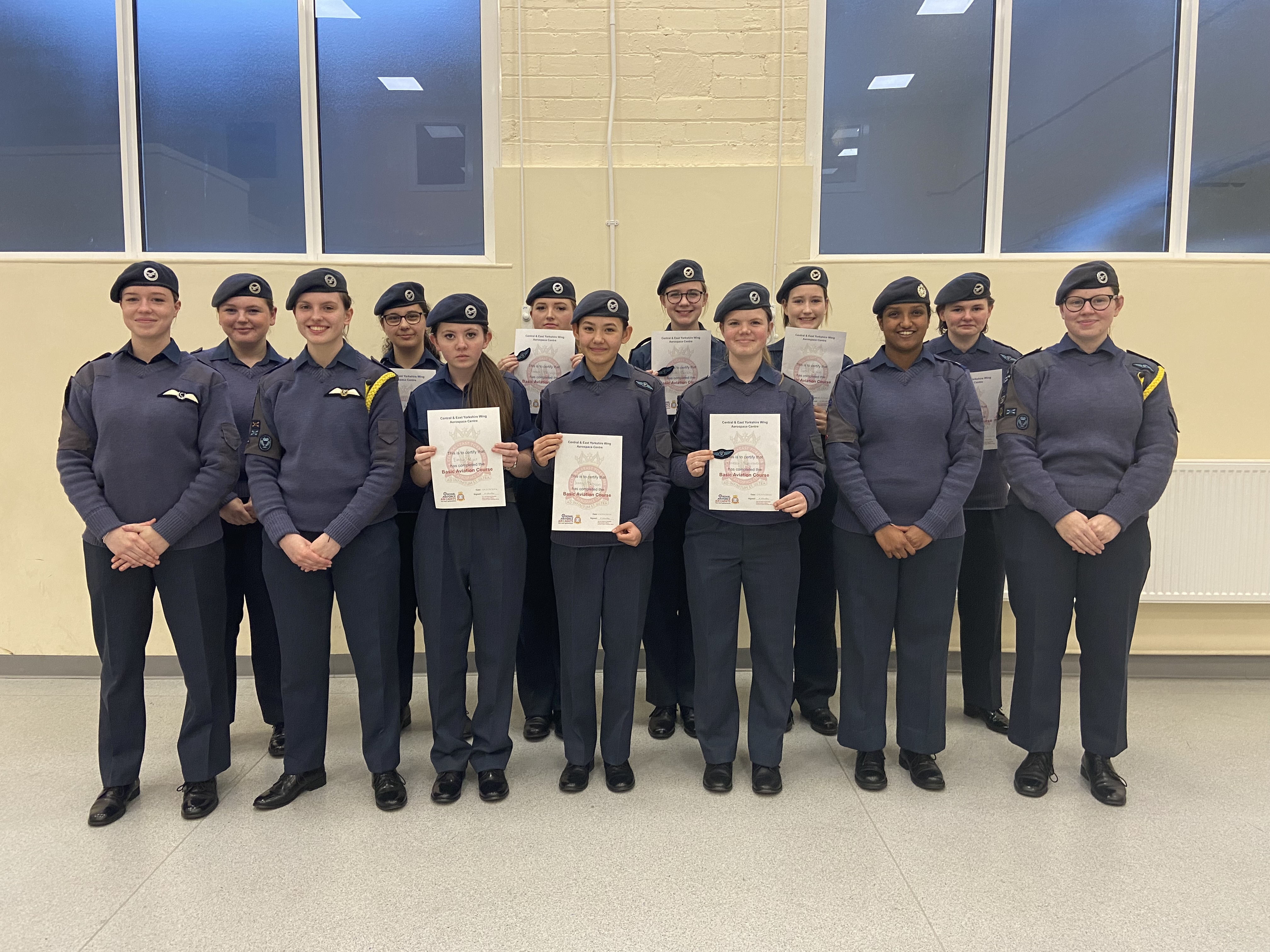 AIr Cadets stood with course certificates