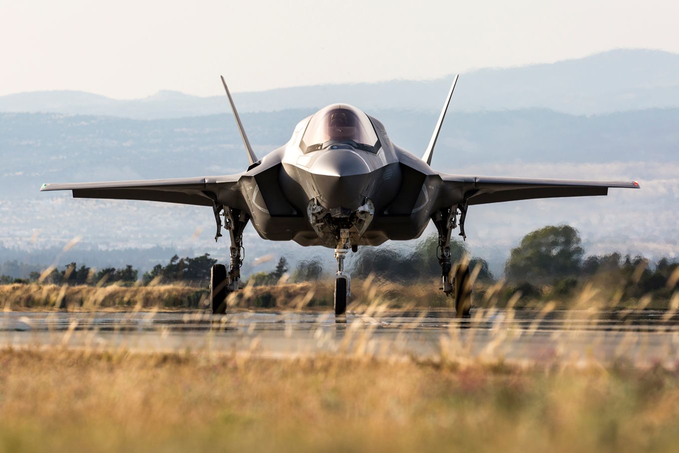 Image shows an RAF F-35B Lightning aircraft on the ground.
