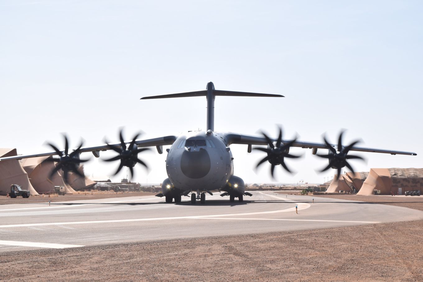 Image shows an RAF A400M Atlas aircraft on the ground.