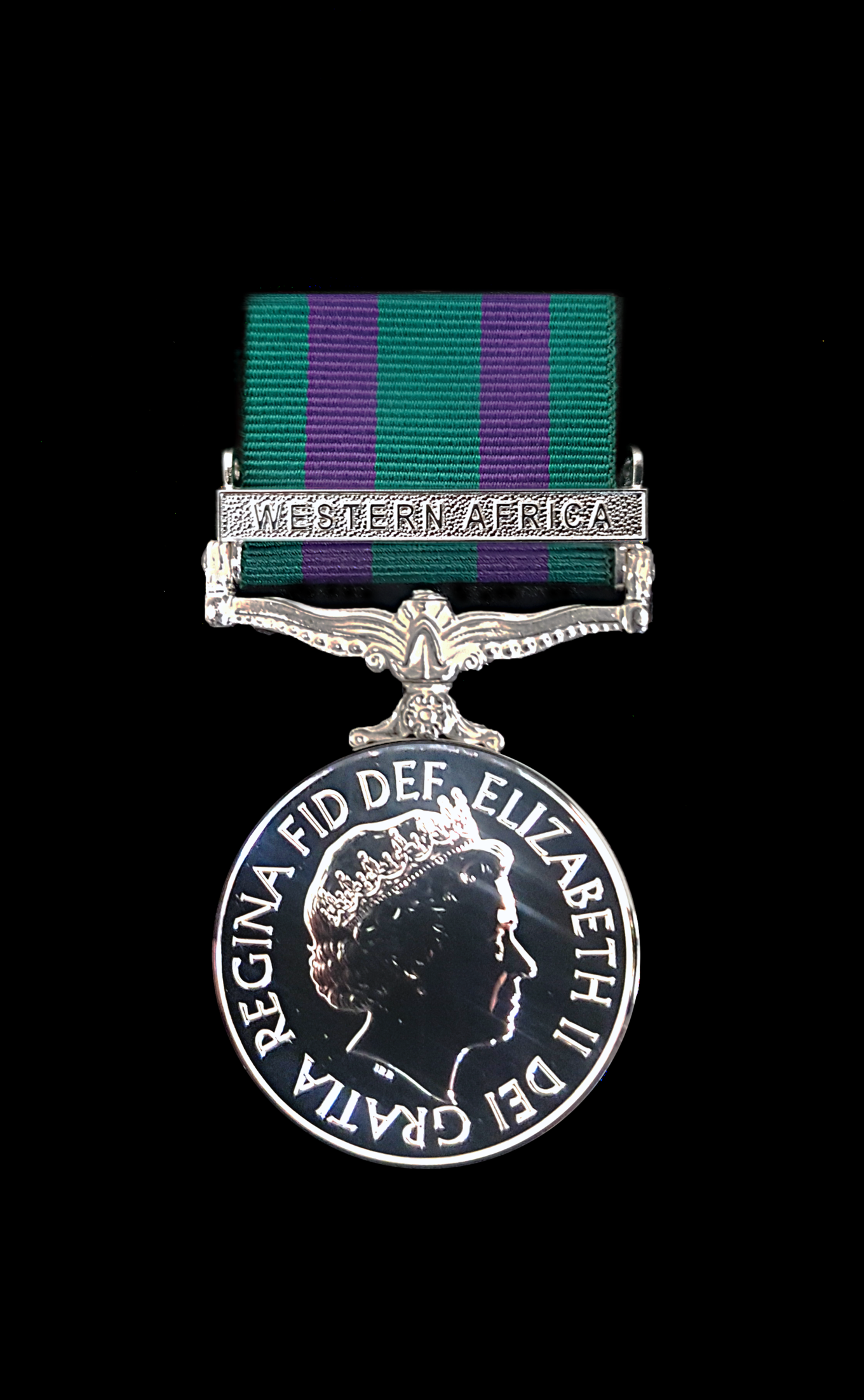 Campaign medal with Her Majesty Queen Elizabeth and clasp 'Western Africa'.