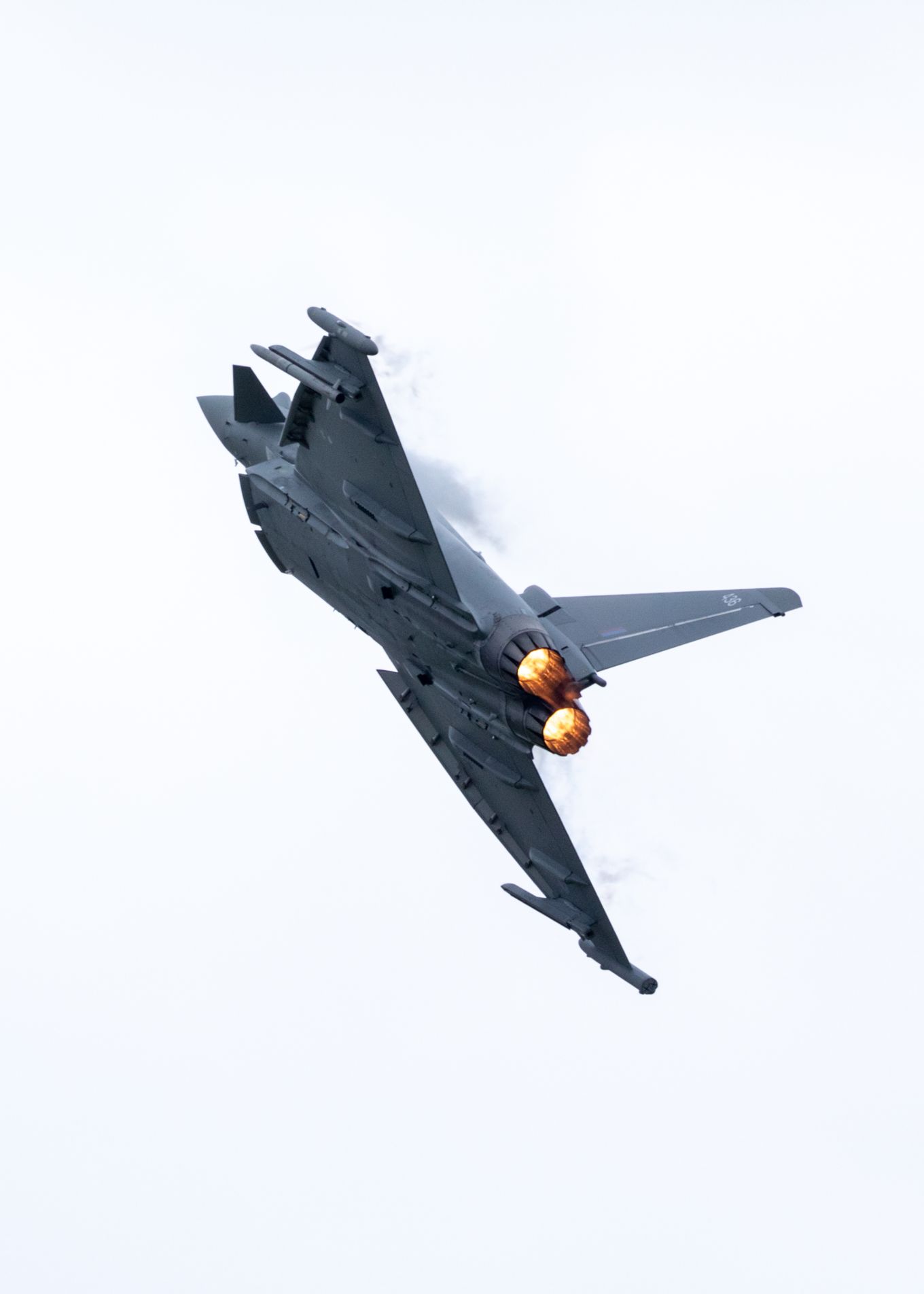 Typhoon Display team Pilot practices manoeuvres in the skies over RAF Honington