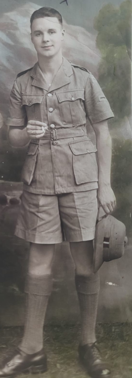 Image shows a black and white photo of Captain Stewart's grandfather when he was younger.