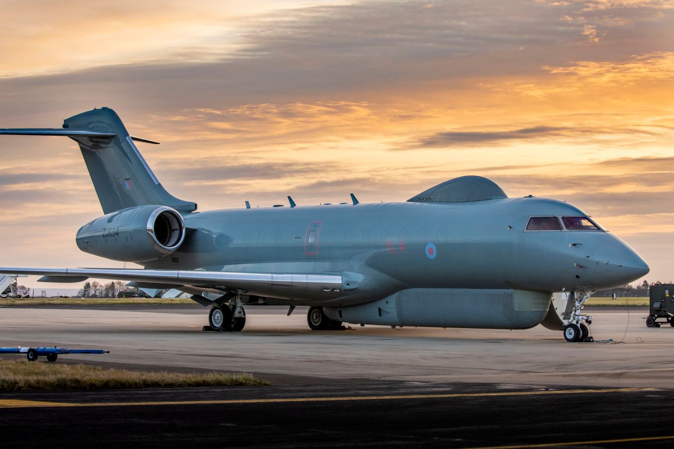 Image shows an RAF Sentinel R1 aircraft on the ground.