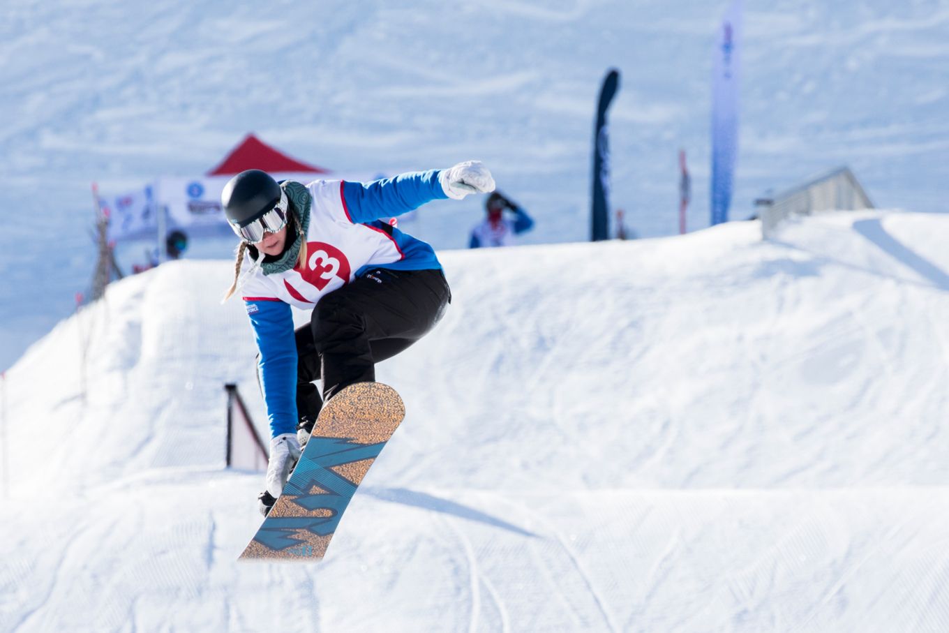 Alicia competing in the inter-services skiing and snowboarding championships. 