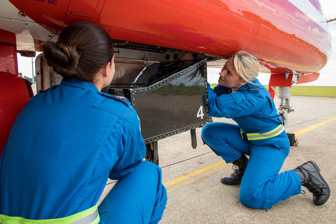 Flight Lieutenant Alicia Mason during her tour as a Junior Engineering Officer with the Red Arrows in June 2019