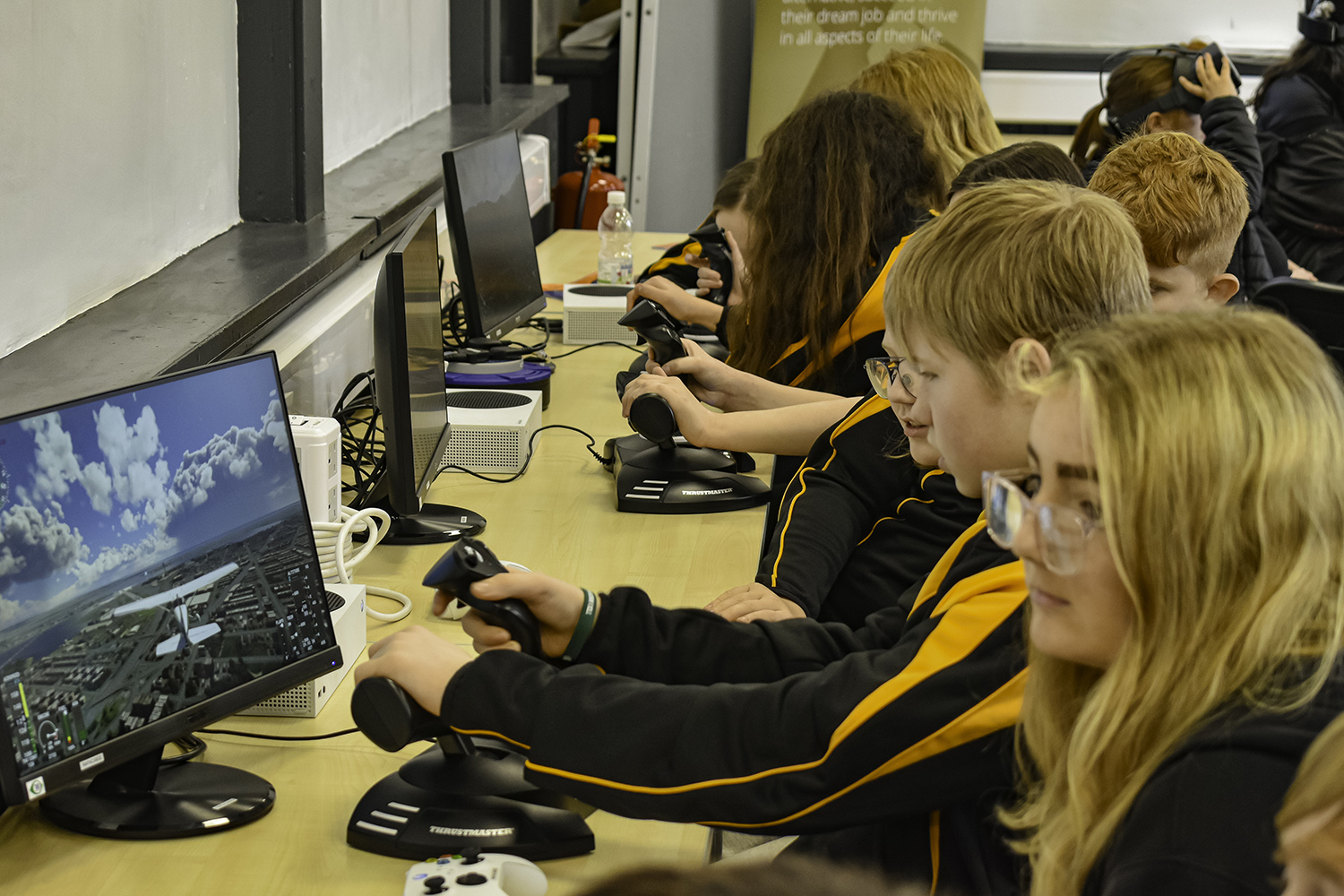 pupils try out virtual reality flying