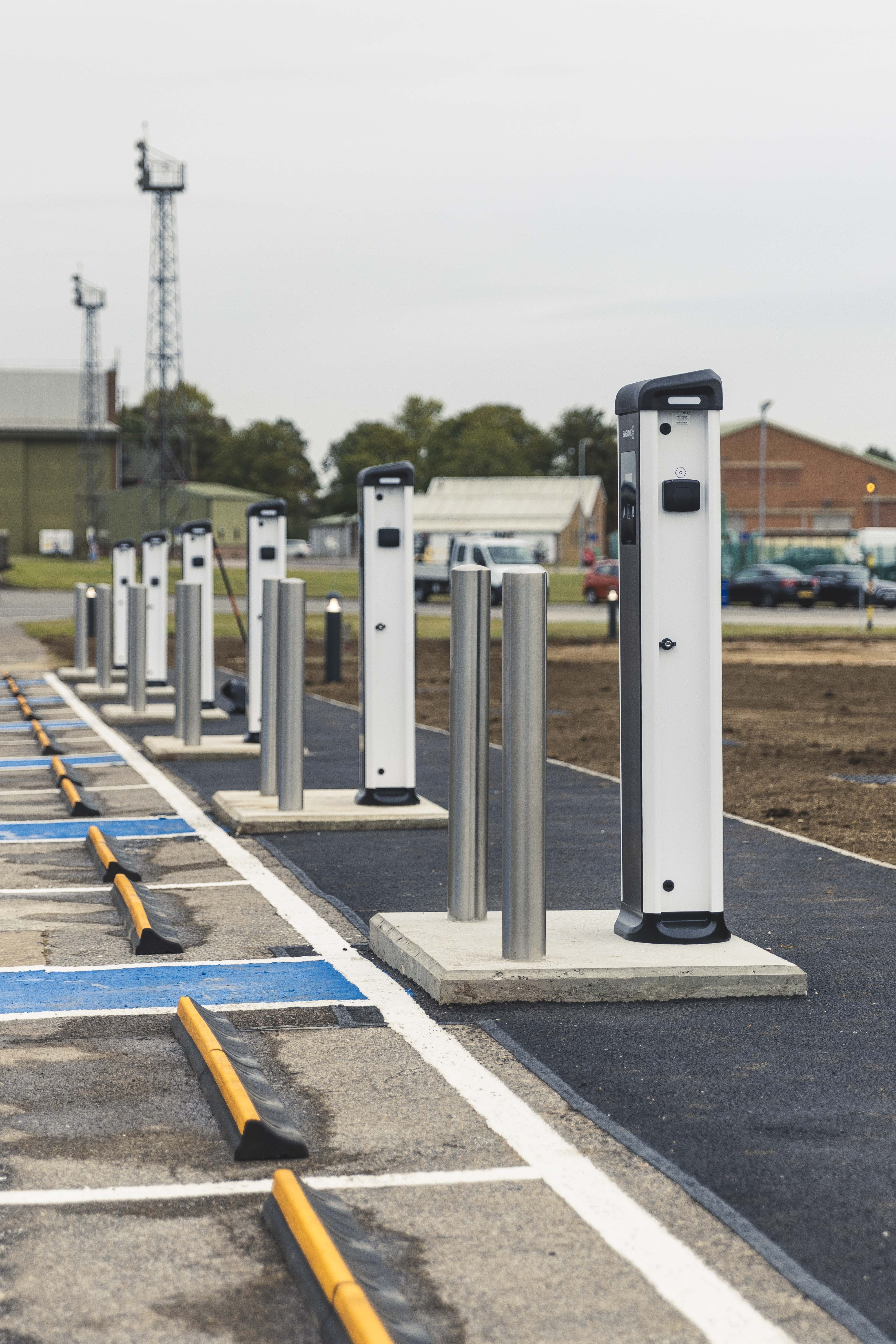 The new electric vehicle charging ports for military vehicles at RAF Wittering