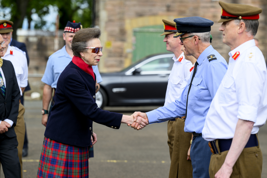 The Princess Royal meeting military personnel