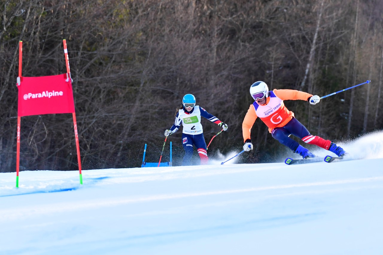 Two skiers.