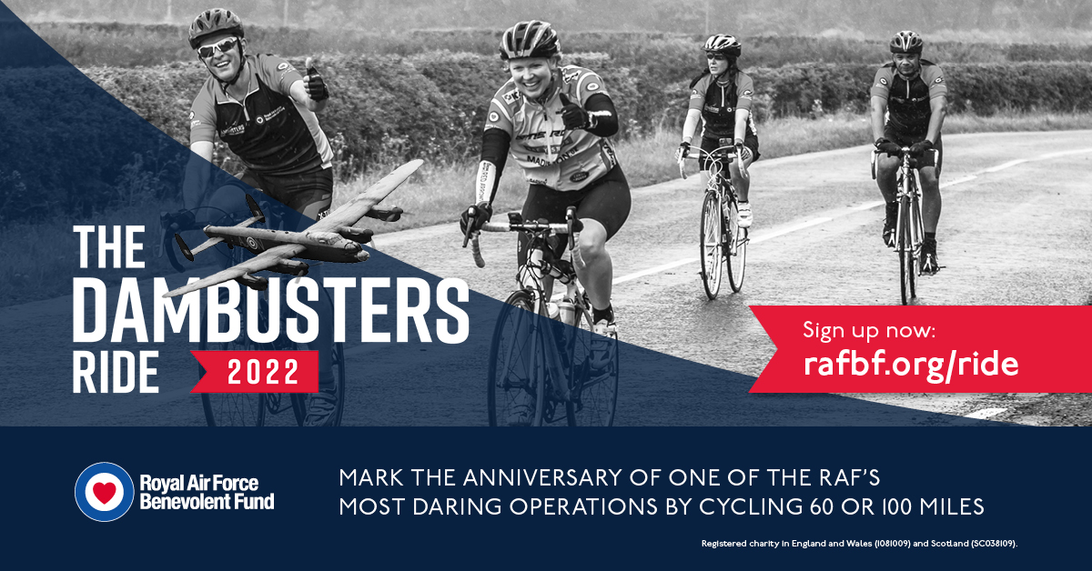 The Dambusters Ride promotional poster with cyclists.