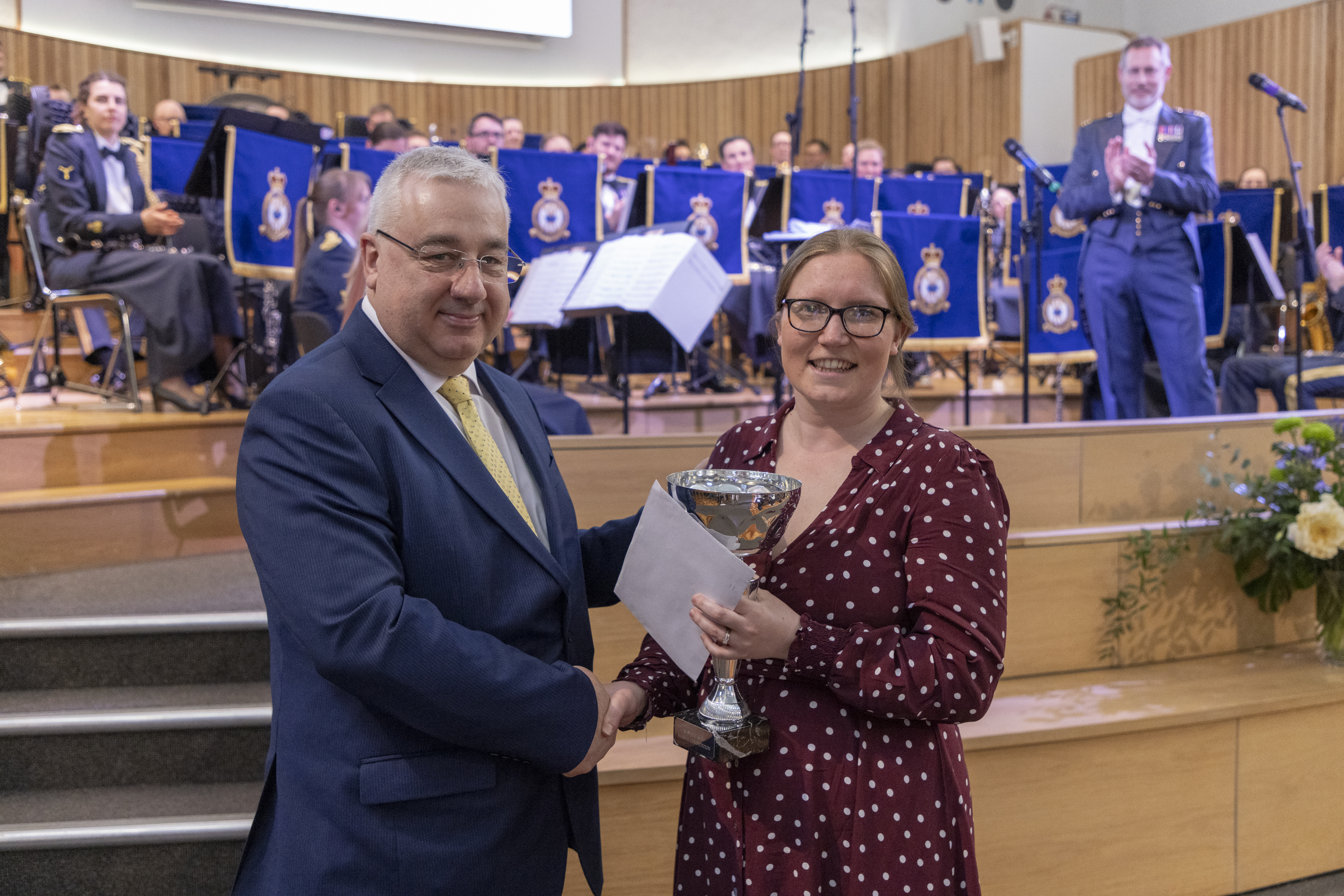 Richard Phillips presenting the TradeWinds March Competition Award to Corporal Hannah Read