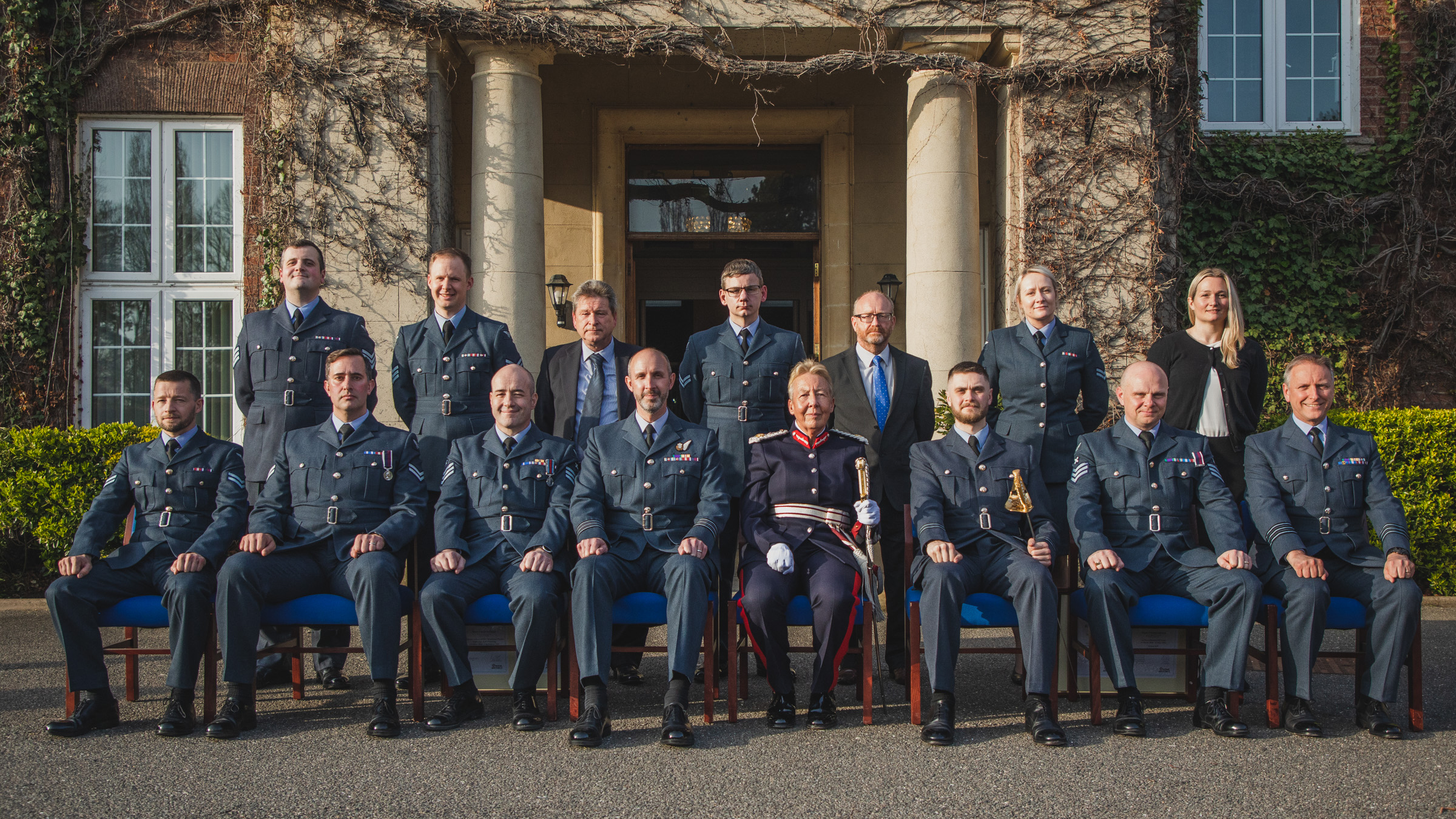 Julie Spence with the Station Commander and the award recipients