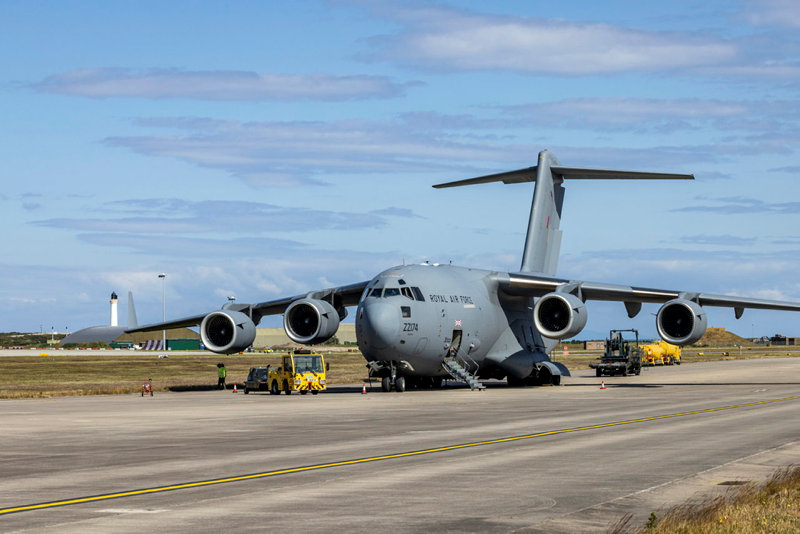 Picture shows RAF aircraft before takeoff.