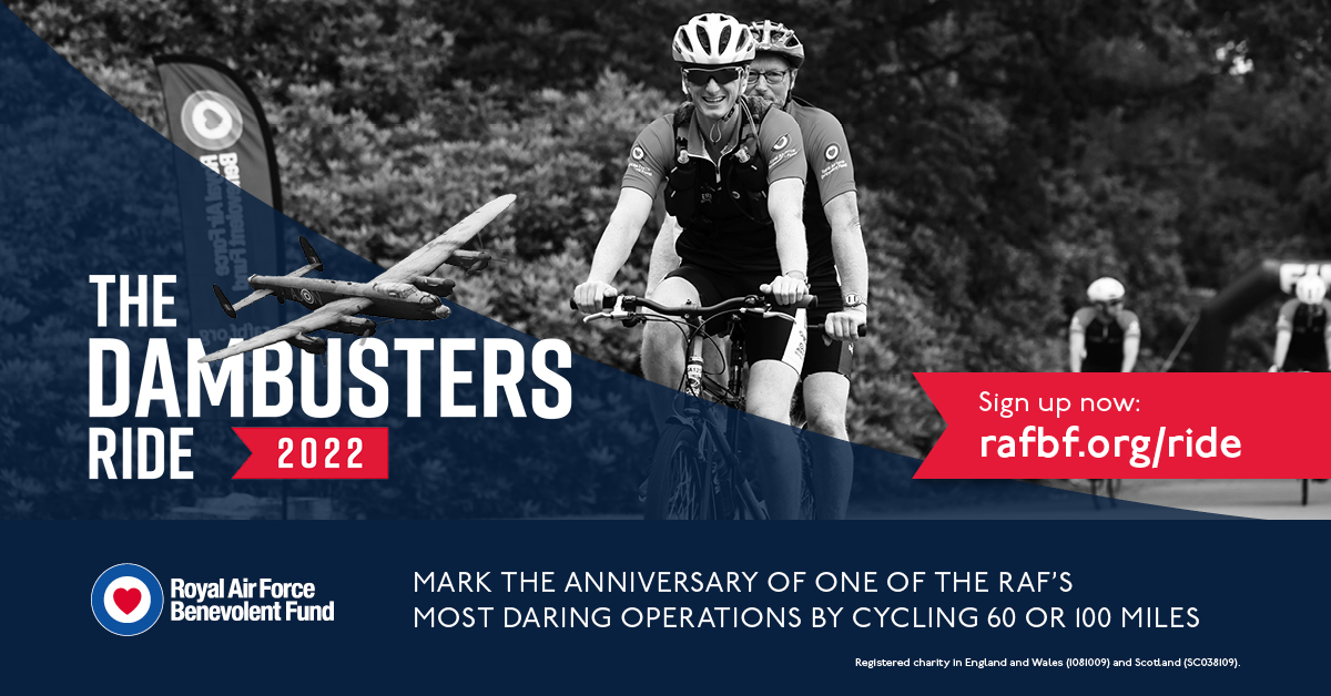 The Dambusters Ride promotional poster with cyclists.