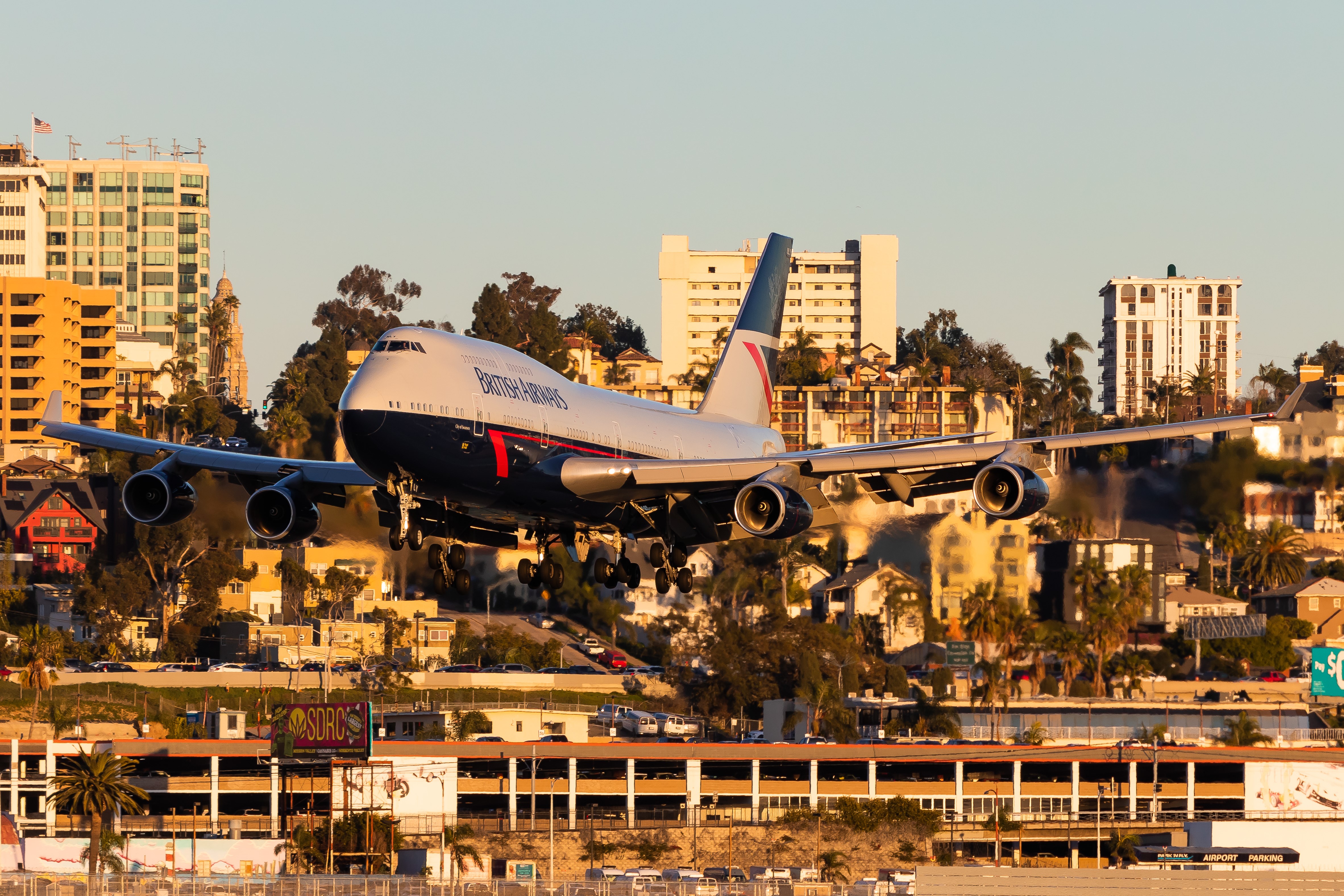 A Boeing 747 piloted by Chris Jones, landing at San Diego in February 2020