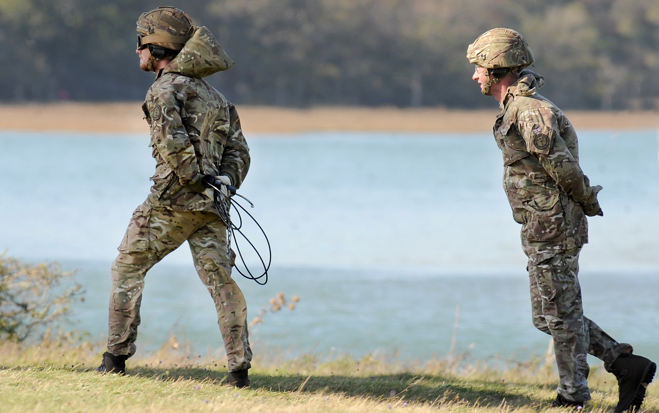 Image shows RAF aviators walking.