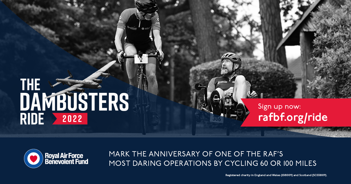 The Dambusters Ride promotional poster with cyclists.
