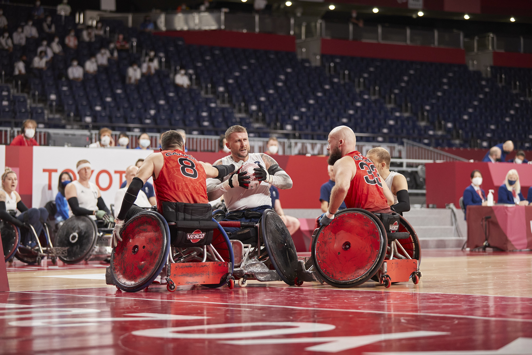 Stu and other players in wheelchair rugby.
