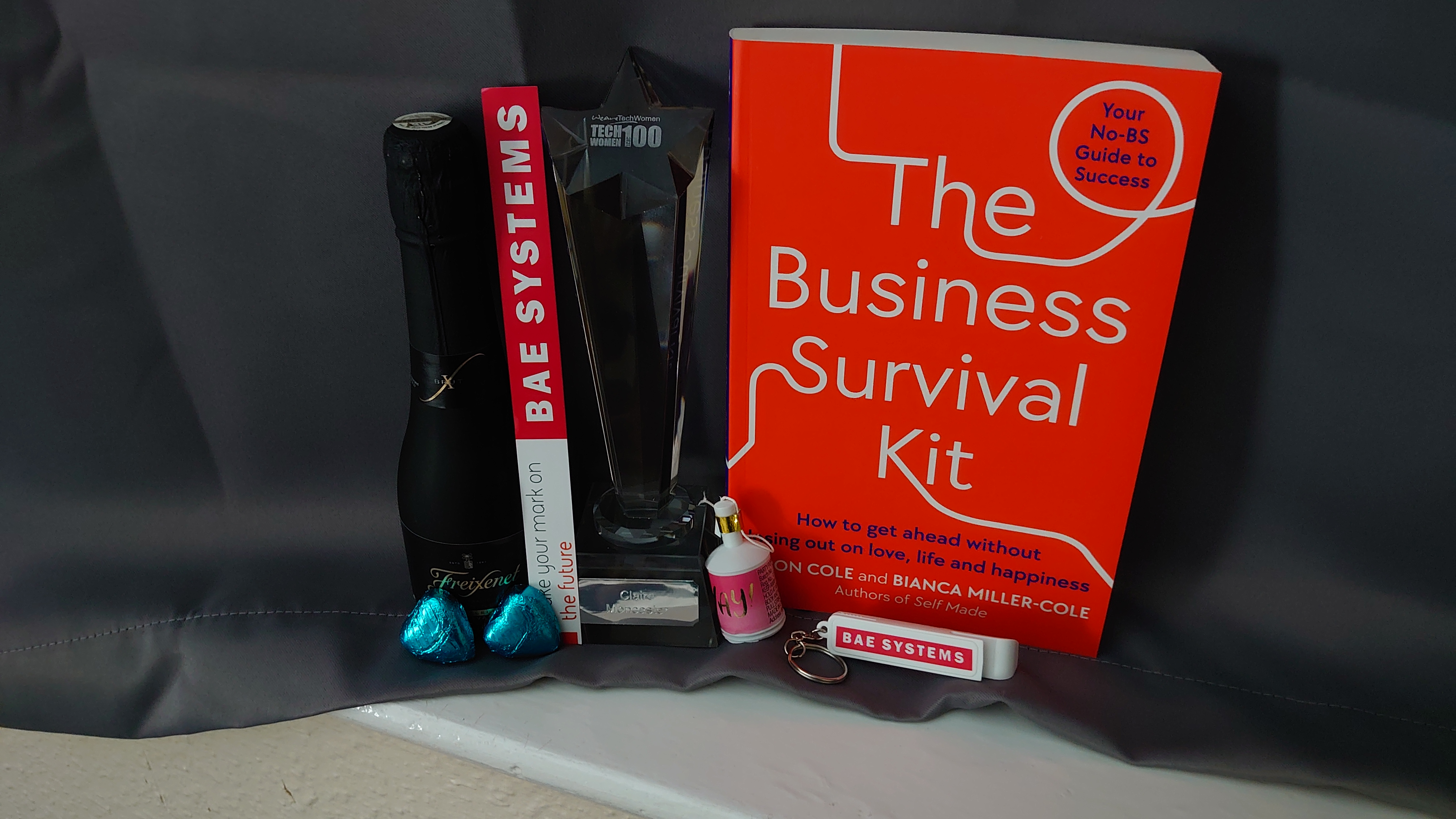 Award and book.