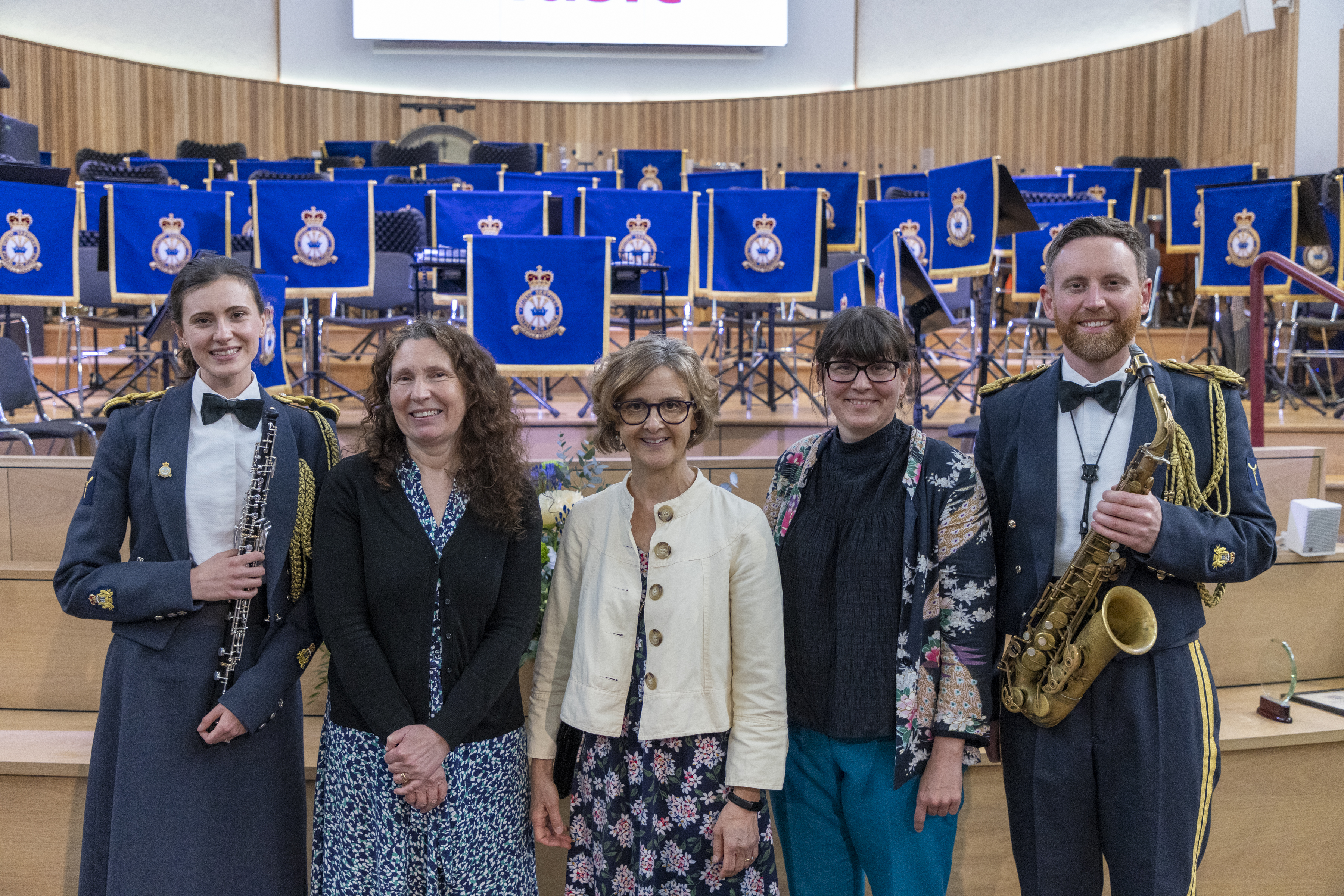 Air Specialist (Class 1)s Jonathan Griffiths and Lucinda Rimmer with Adjudicators Maire Lloyd, Jenni Phillips and Melanie Henry