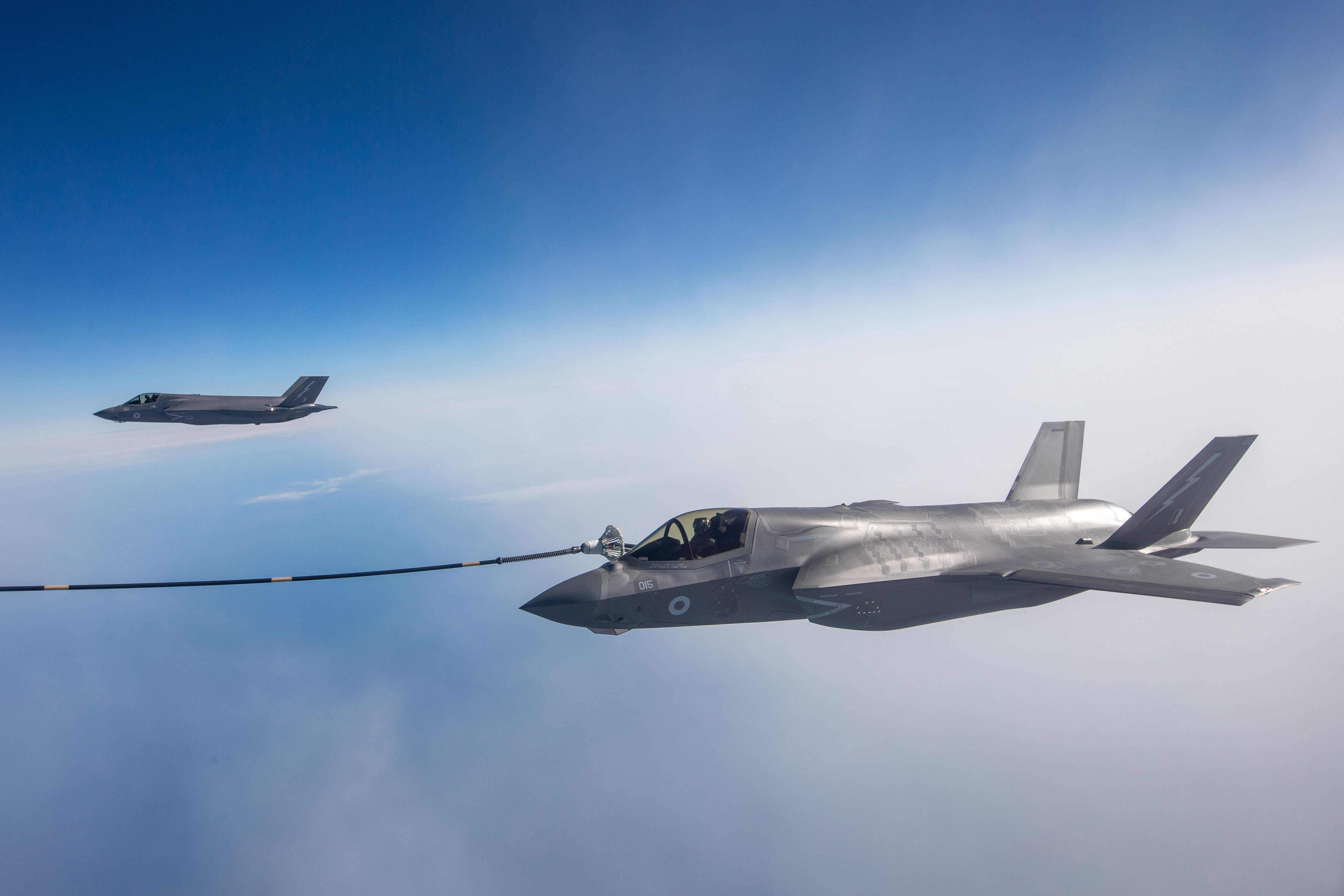 Typhoons in air-to-air refuelling.