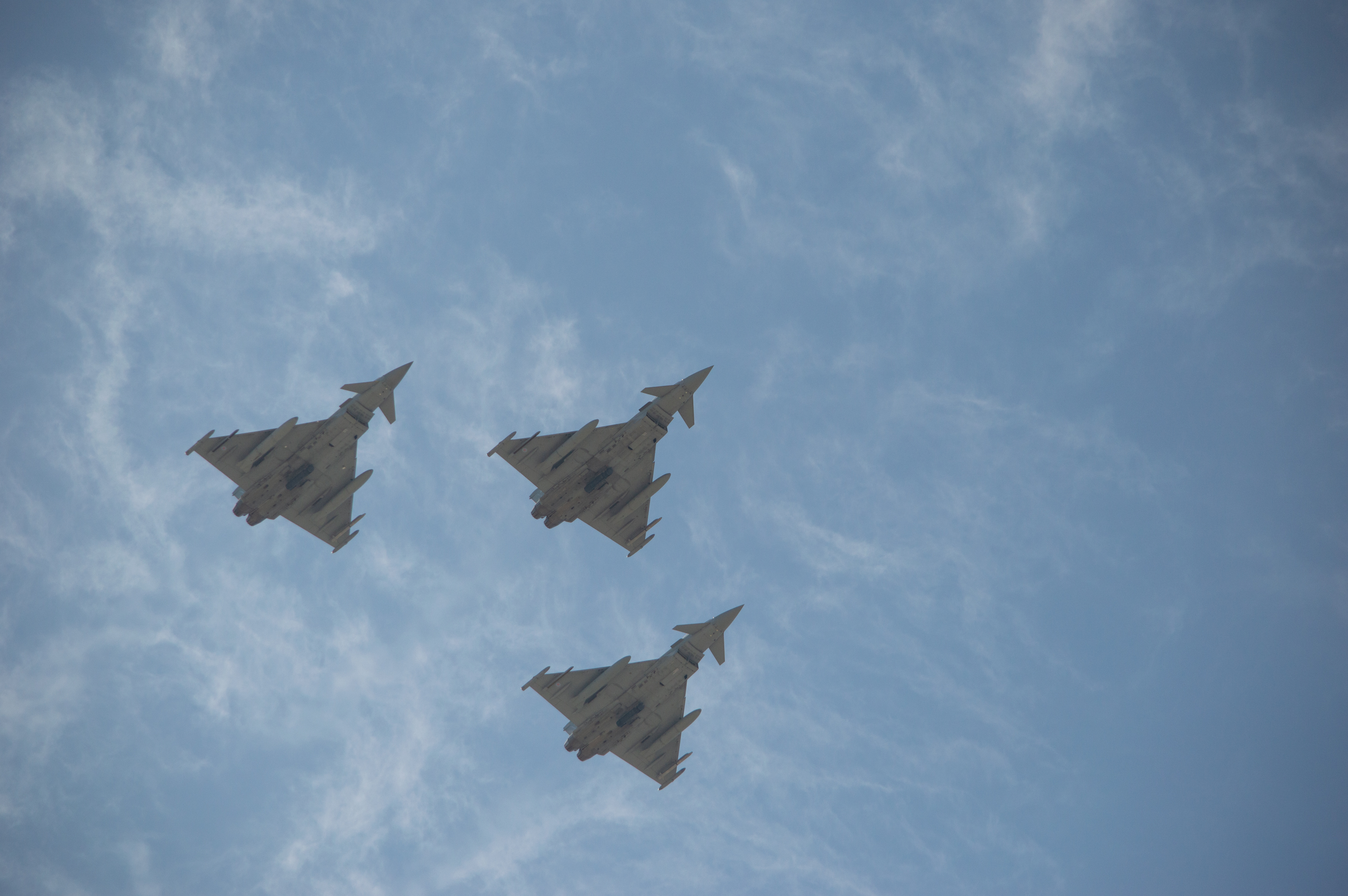 Typhoons fly in formation.