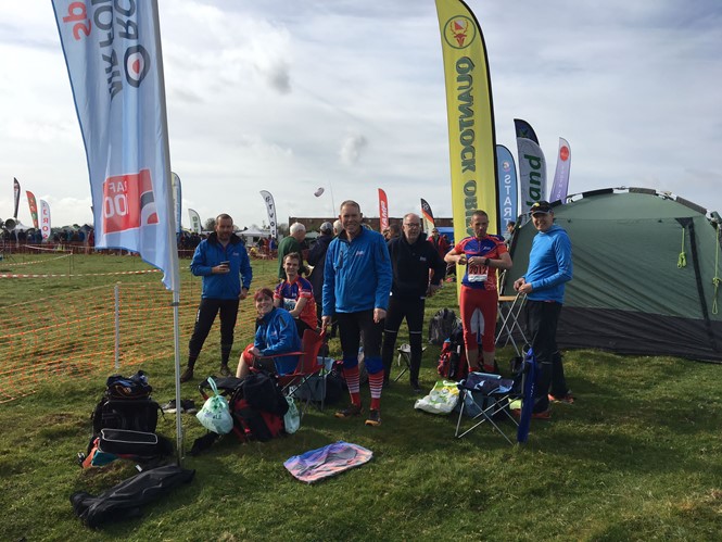 Orienteers at campsite.