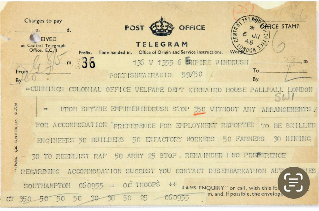 Windrush request telegram