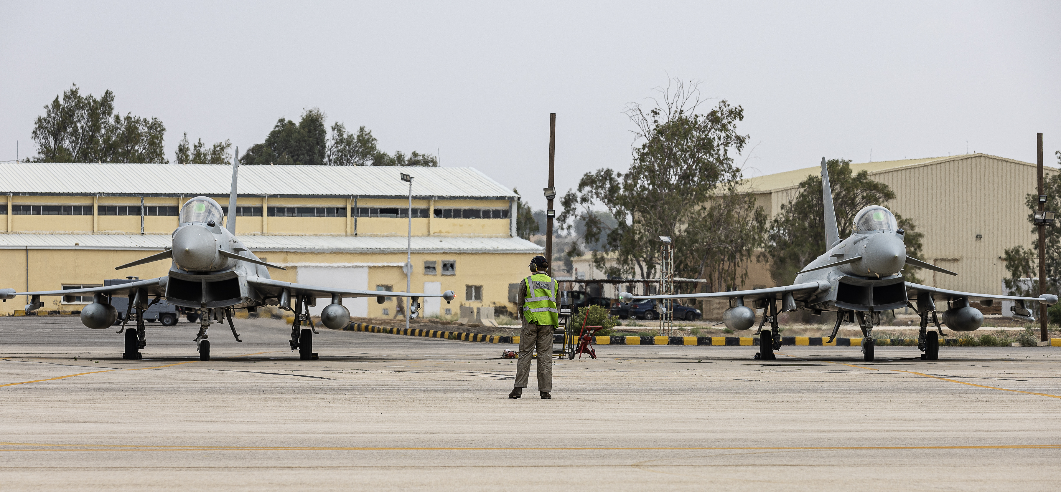 Image shows RAF Typhoons on the airfield. 