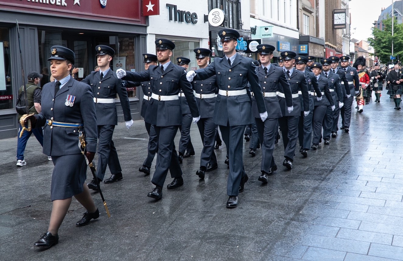 The RAF Wittering parade led by Flight Lieutenant Alice Bentley