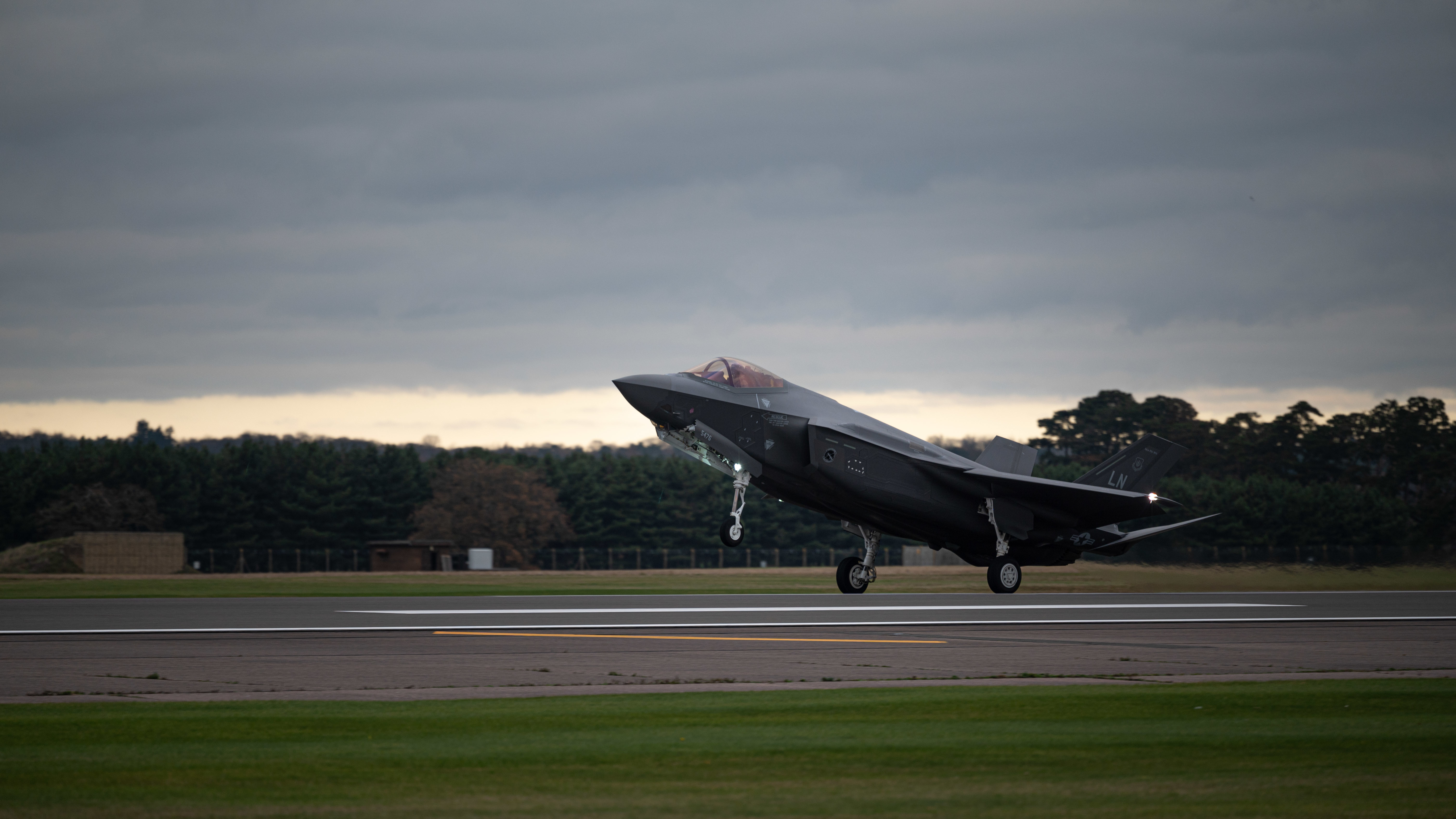 F-35 Lightning taking off the runway.