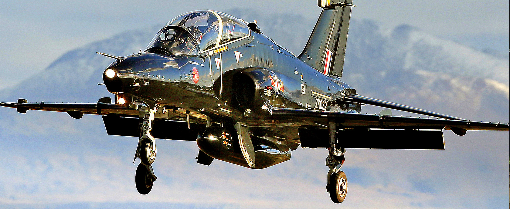 Image shows a Hawk T2 aircraft in flight.