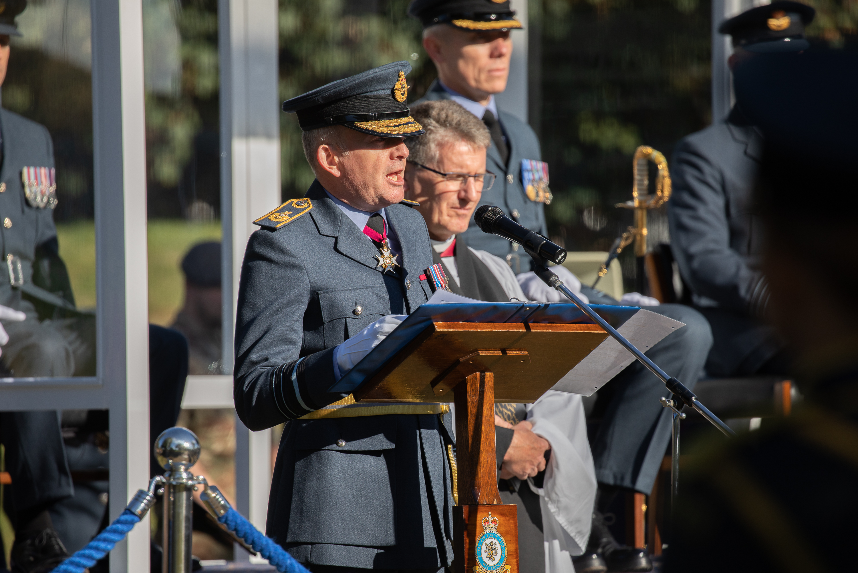 Air-Marshal Richard Knighton gives an address