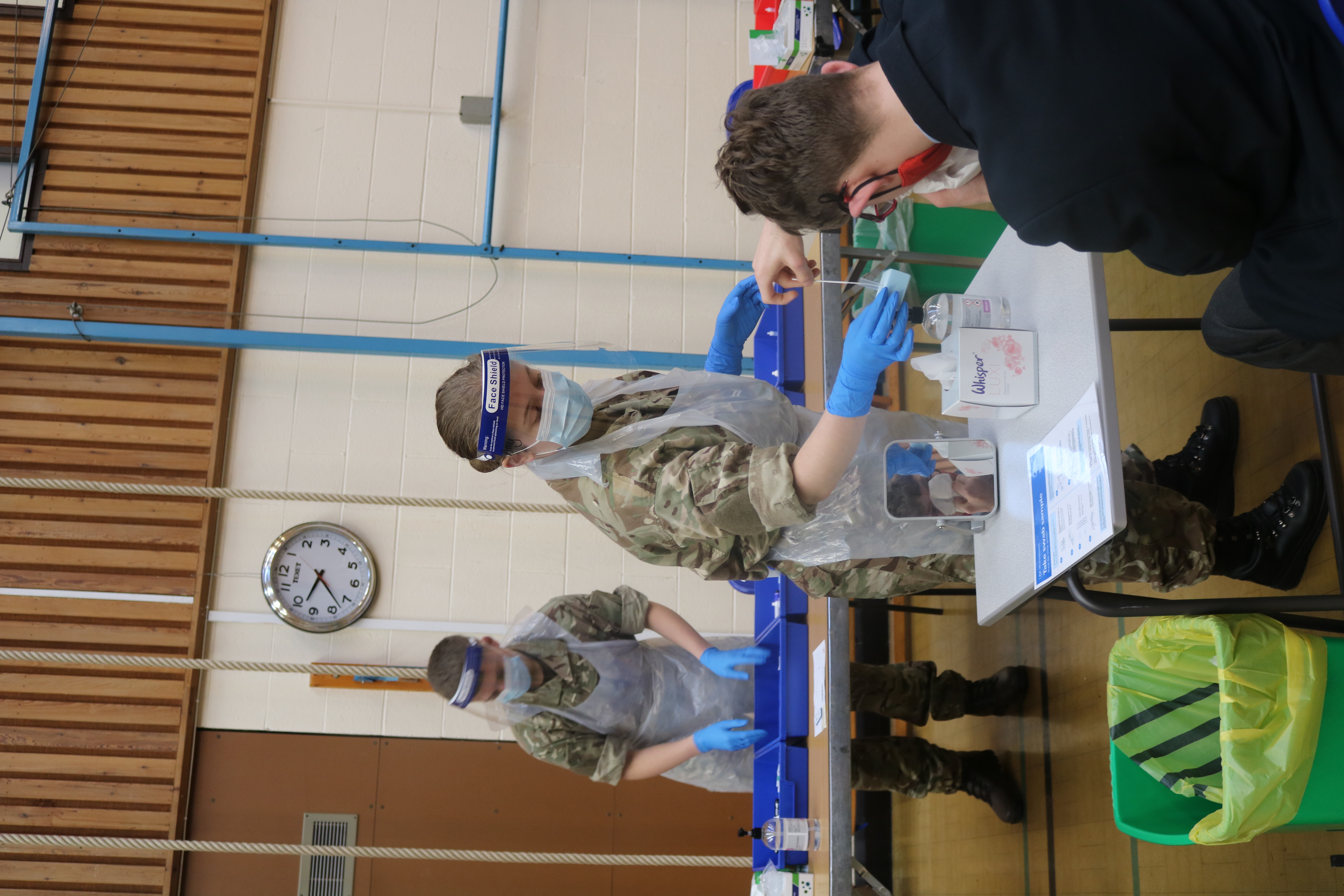 Cadets assisting with COVID PCR testing