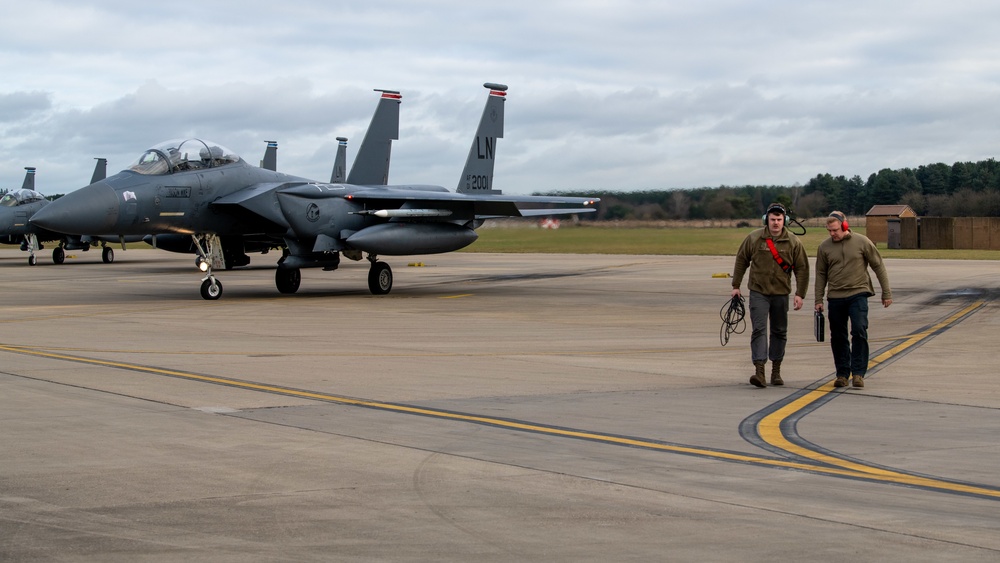 Personnel on airfield with Typhoon.