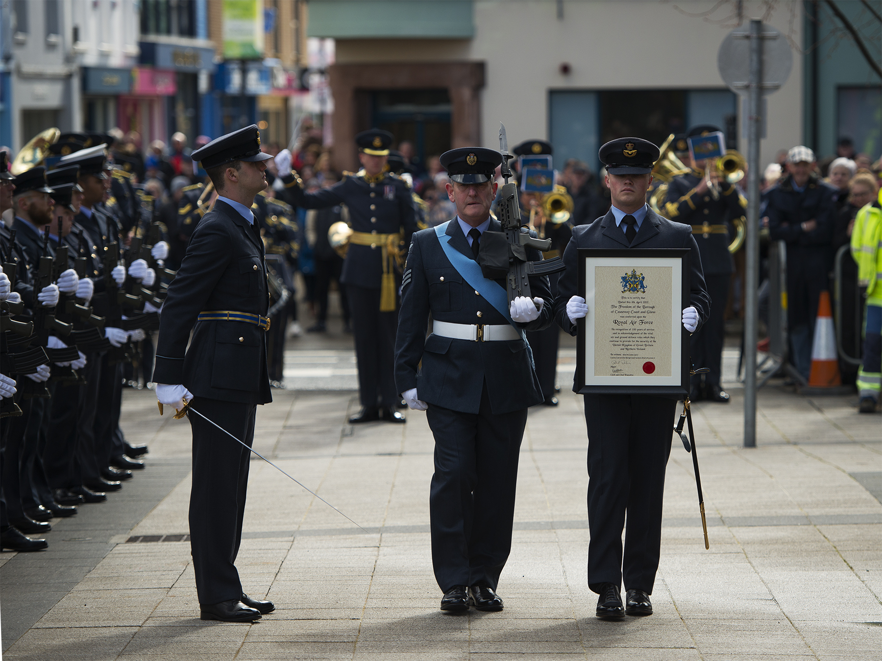 Personnel parade with Ceremonial Certificate.