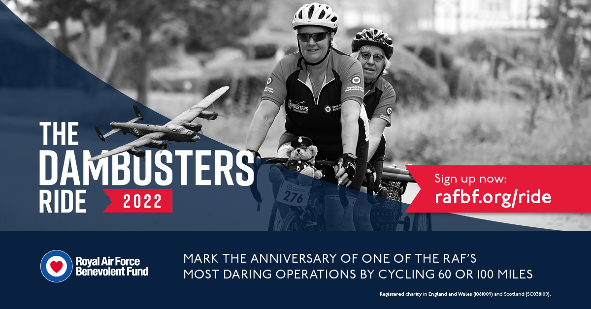 The Dambusters Ride promotional poster with cyclists.