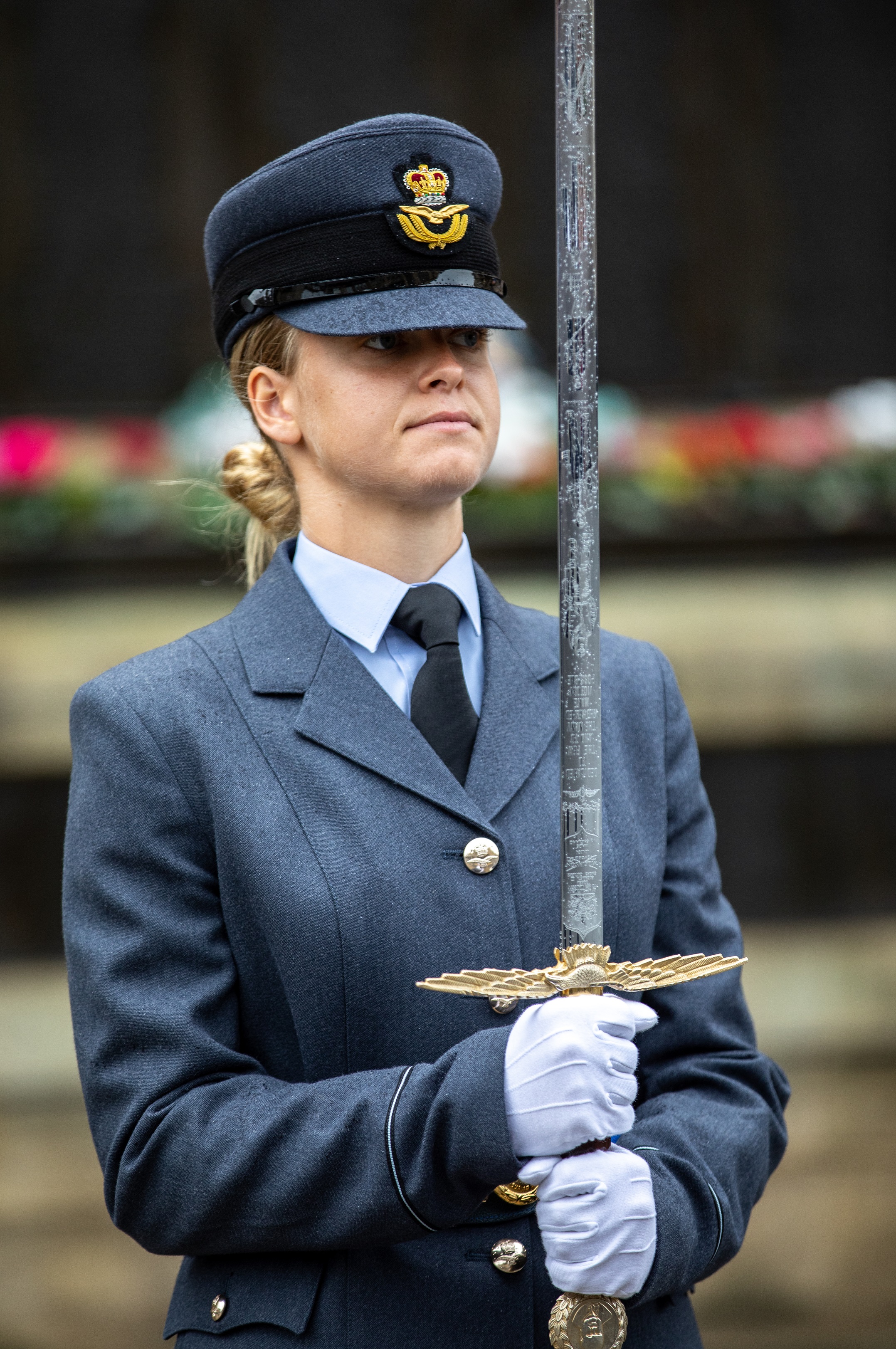 Pilot Officer Jeorgia Carr, the ceremonial sword bearer