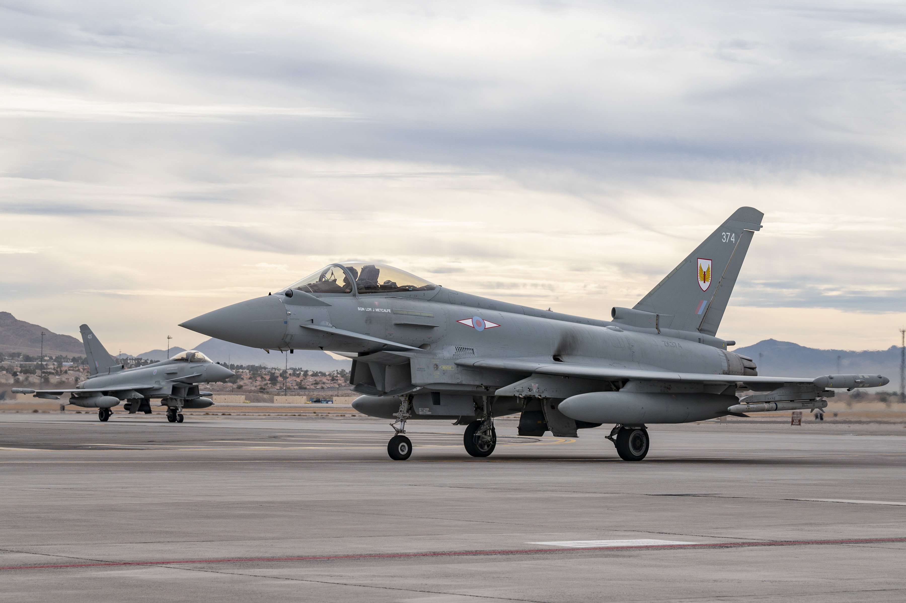 Two Typhoons on the airfield.