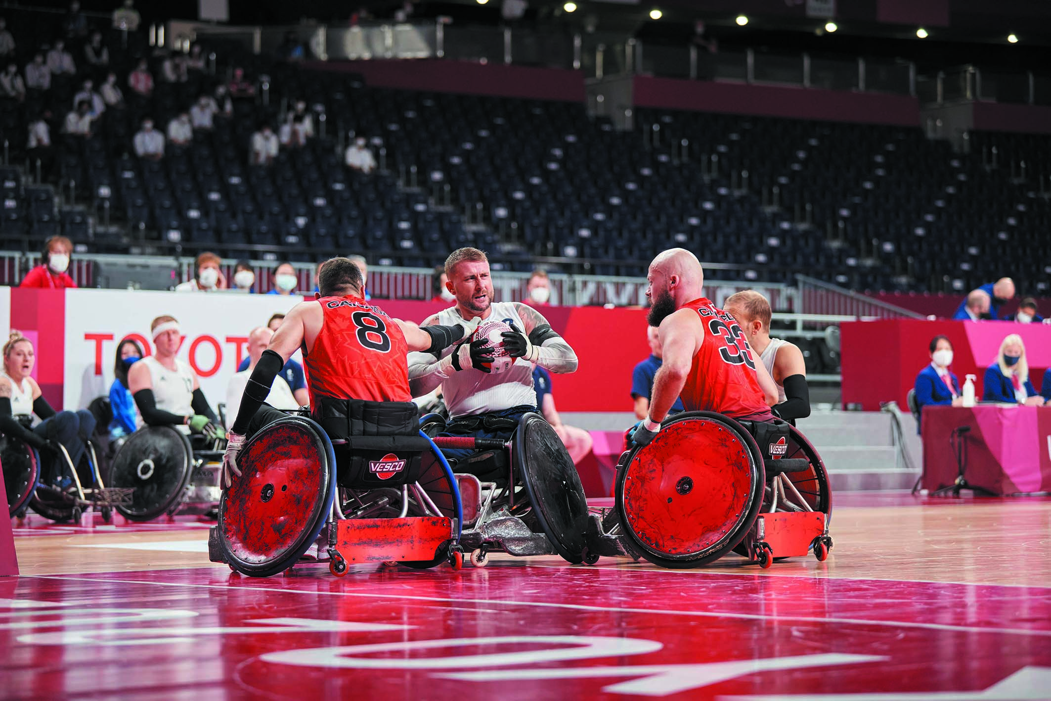 Wheelchair rugby match.