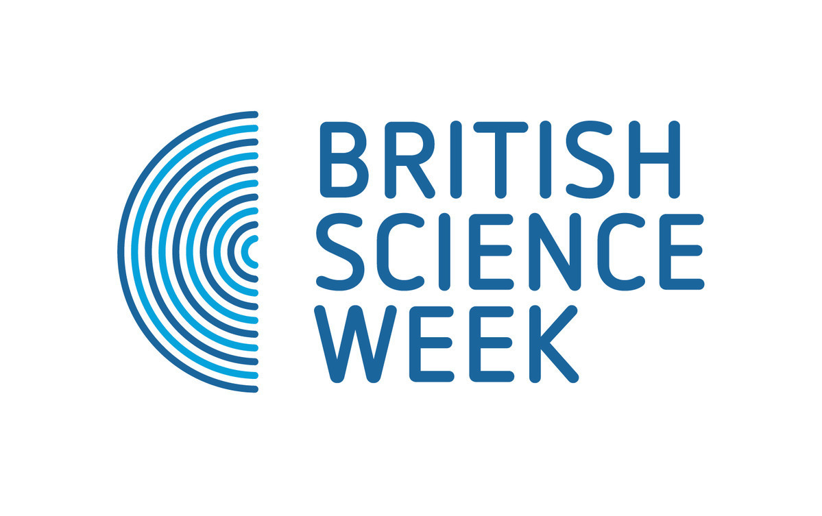 Image shows British Science Week logo with a blue half circle..