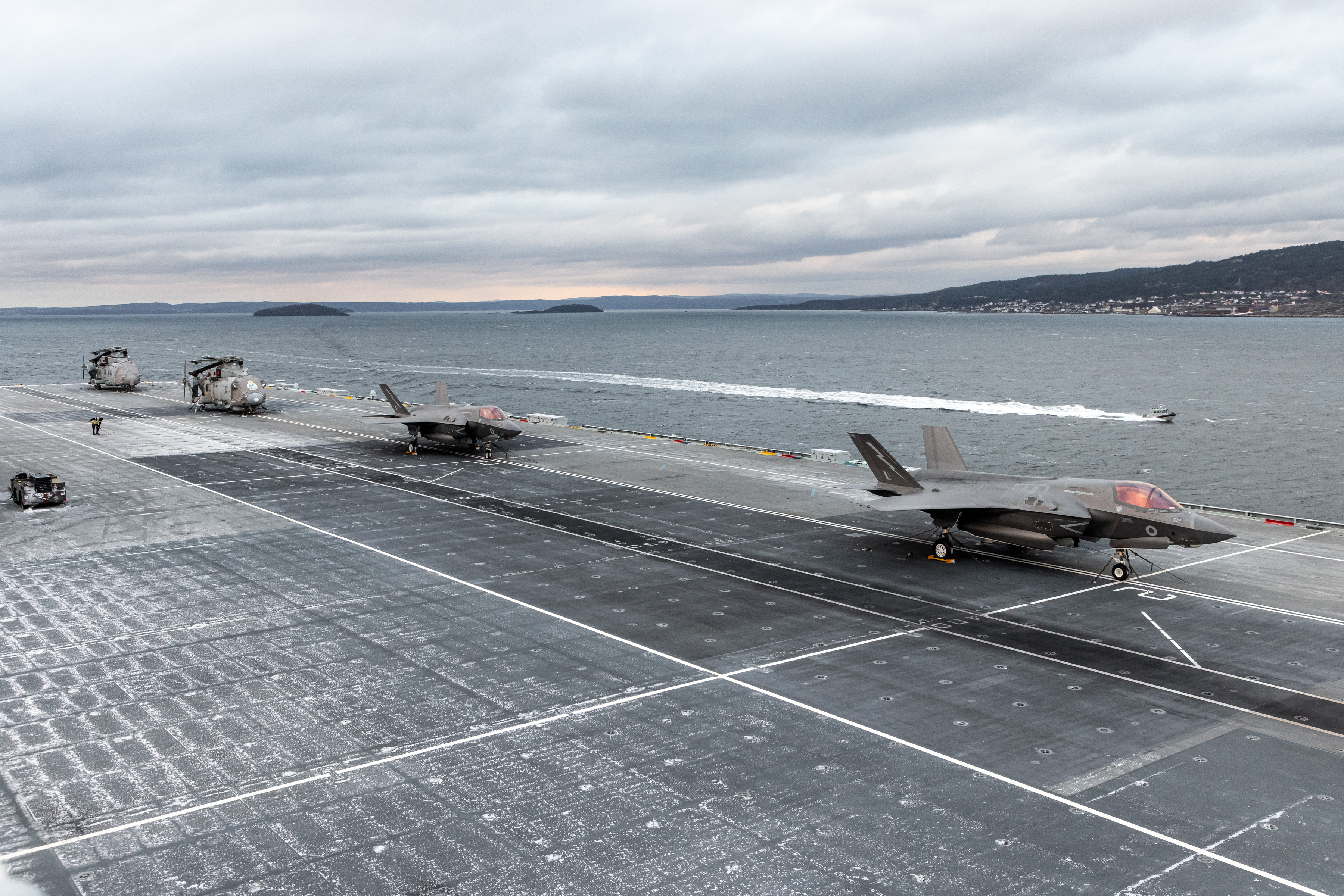 Image shows RAF Lightning aircraft onboard HMS Queen Elizabeth.