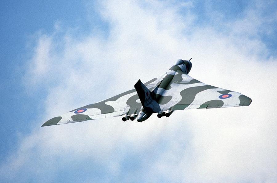 An RAF Vulcan Bomber in flight.